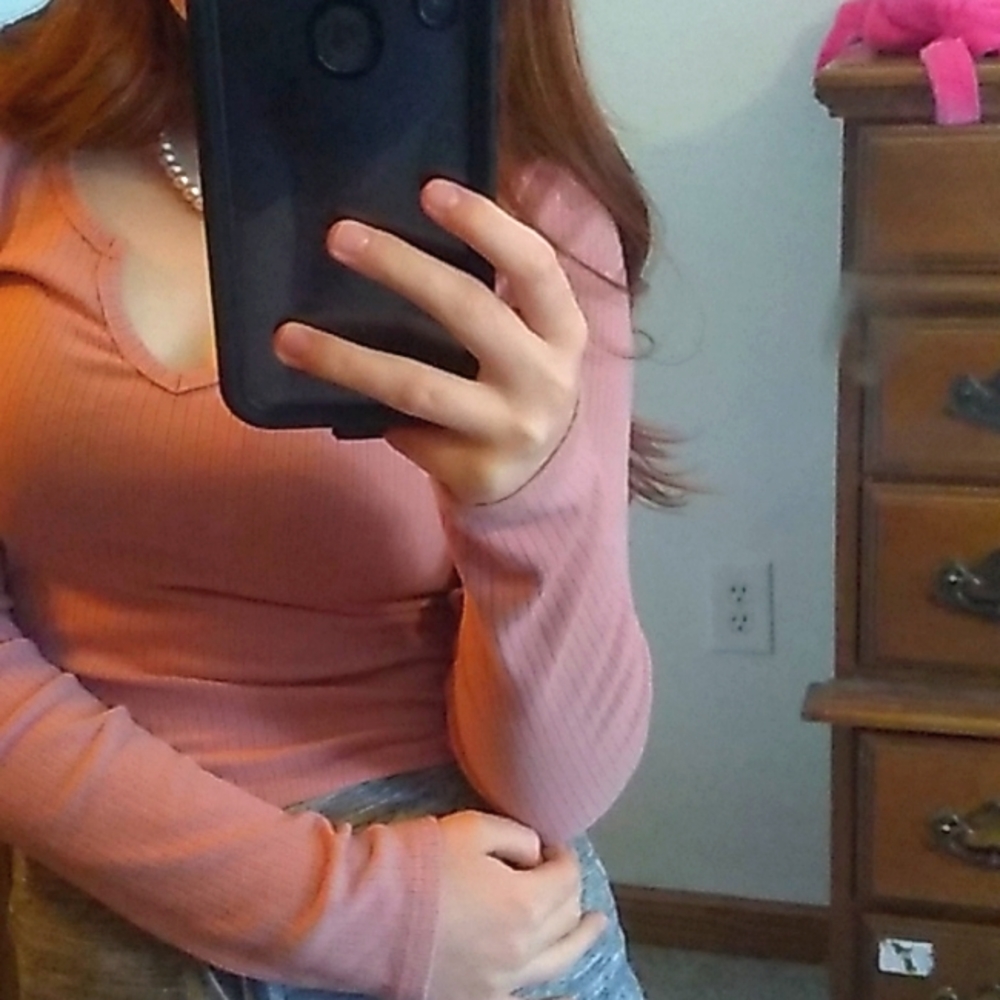 Pink long sleeve cute shirt